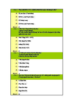Đề trắc nghiệm Lịch sử